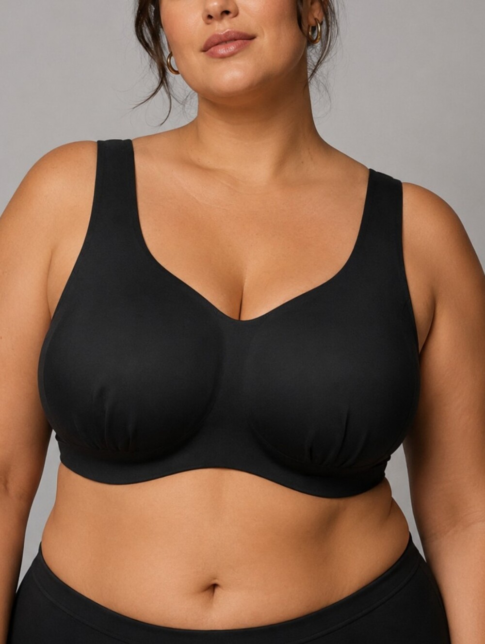 Knix Black Wireless Full Coverage Support Bra Plus Size Comfort Everyday T-Shirt
